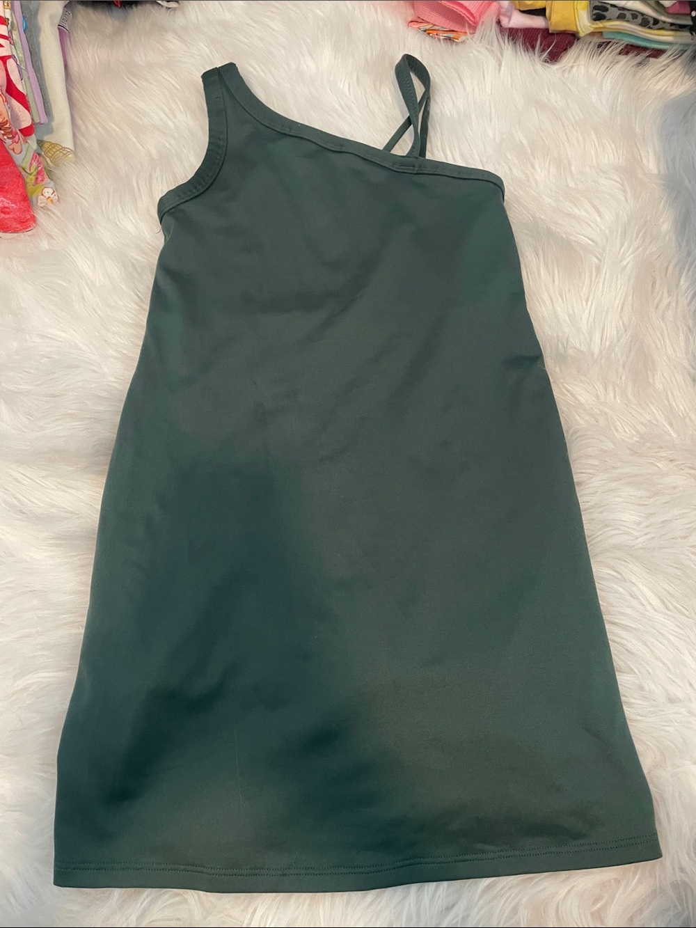 One-Shoulder Dark Green girls athletic Dress